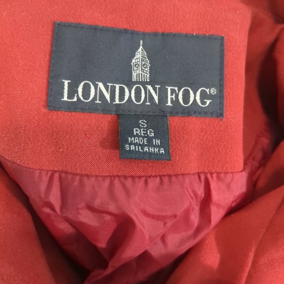 London Fog Red Coat Jacket Removable Hood Pockets Drawstring Hem small - Picture 5 of 5